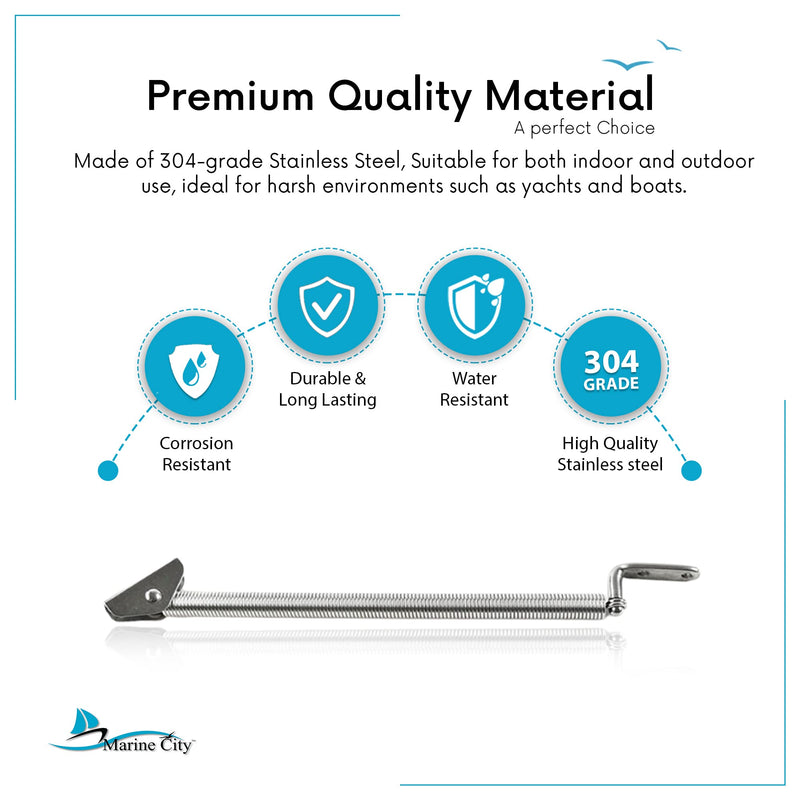 [Australia - AusPower] - MARINE CITY Stainless-Steel Strong & Sturdy Gloss Polished Finished Hatch Spring Adjuster with U-Bolt and L-Shape Plate 8-1/4 Inches for Lighter Door Cabinet Doors Window Hatches 