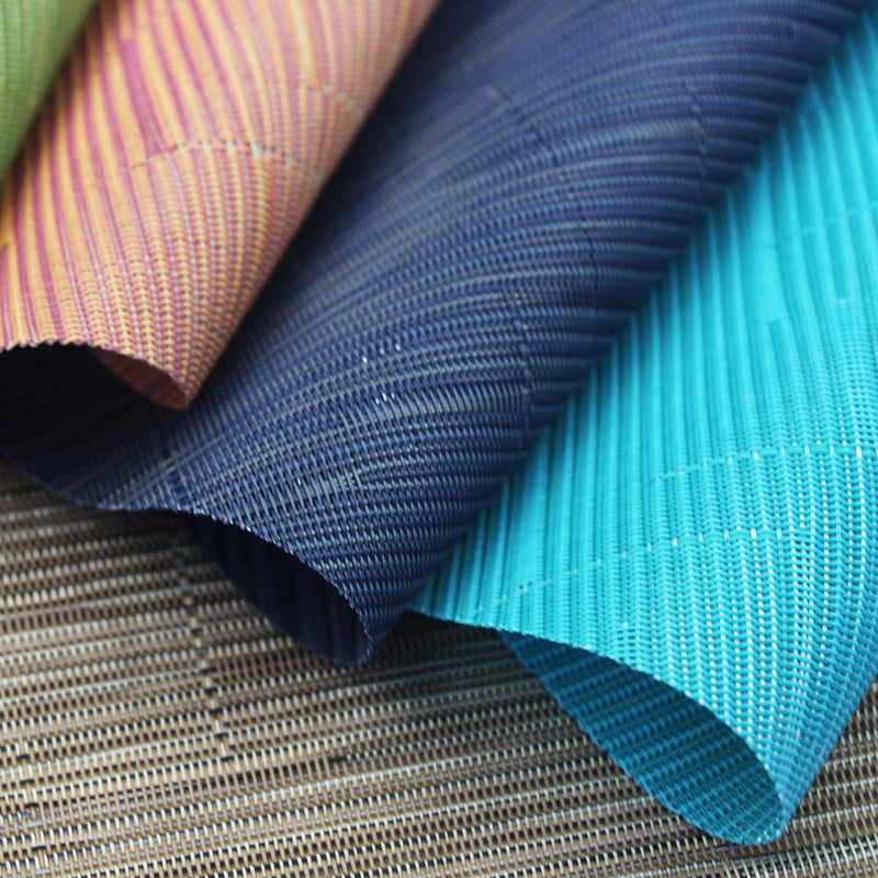 [Australia - AusPower] - pigchcy Wedge Shaped Placemats for Dining Table Cross-Weave Washable Vinyl Placemat Heat Resistant Round Table Mats Set of 4 (Teal Blue) 4pcs 12"x18" Bamboos: Aquamarine Blue 