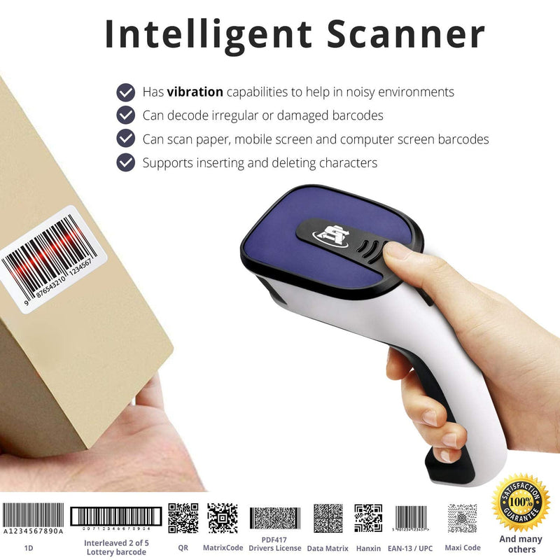 [Australia - AusPower] - ScanAvenger Portable Wireless Bluetooth Barcode Scanner: 3-in-1 Hand Scanners - Cordless, Rechargeable 1D and 2D Scan Gun for Inventory Management - Wireless, Handheld, USB Bar Code/QR Code Reader 