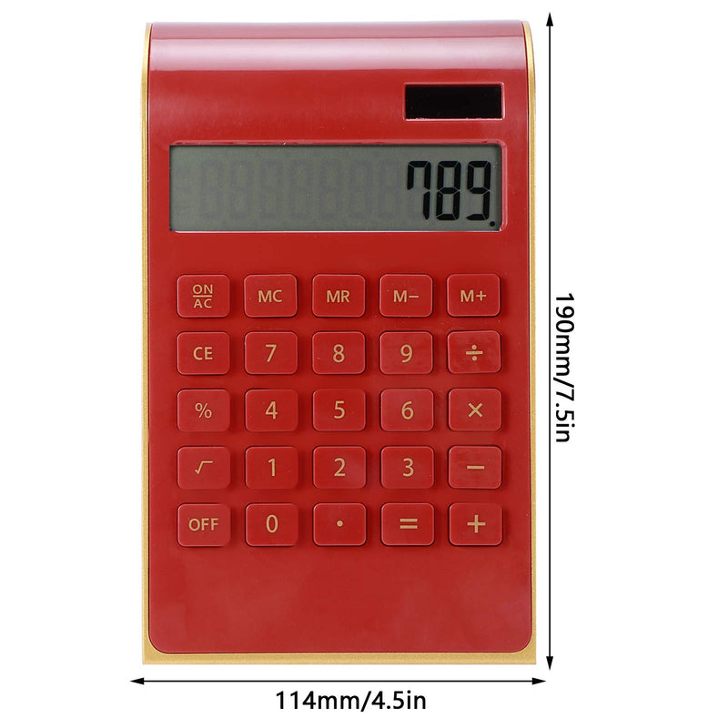 [Australia - AusPower] - TOPINCN Portable 10 Digits Calculator Tilted LCD Display Ultra Thin Solar Power Calculator for Home Office Business(Red) Red 