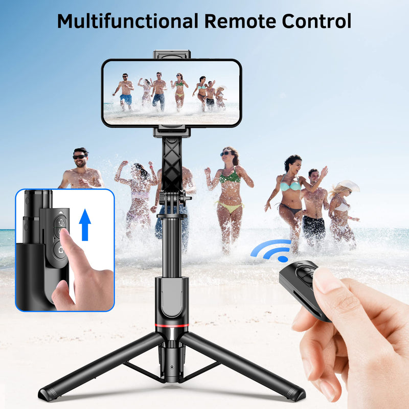 [Australia - AusPower] - Smartphone Gimbal Stabilizer with Remote, Aluminum Extendable Selfie Stick Tripod, 360° Automatic Rotation, Auto Balance for Live Video Recording, Vlogging, YouTube Compatible with iPhone and Android 