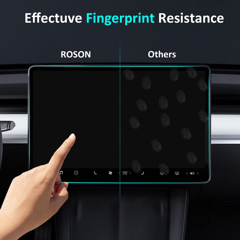 [Australia - AusPower] - ROSON Tempered Glass Screen Protector Compatible with Tesla Model 3/Y, Center Control Dashboard Touchscreen Full Coverage Protect Accessories, HD Clear, Scratch Resistant and Anti Finger Print 