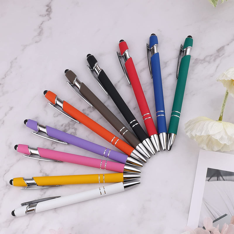 [Australia - AusPower] - KINBOM 10pcs 2 in 1 Stylus Multicolored Ball Pens Stylus Tips Ball Point Pen Black Refills for Electronic Touch Screen Note Book All Touch Screen Devices 