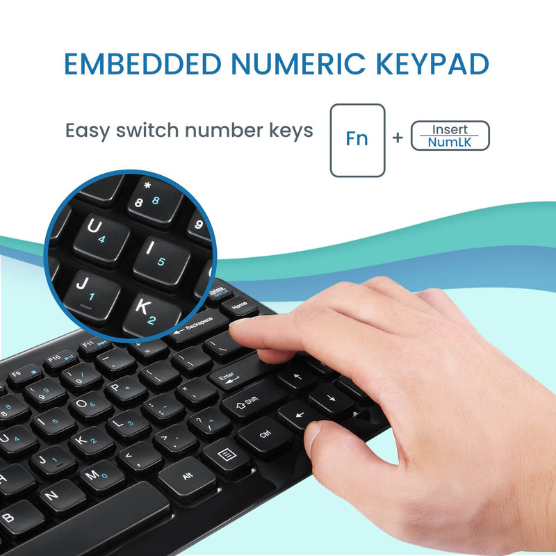 [Australia - AusPower] - Perixx PERIBOARD-407B US, Wired USB Mini Keyboard with 11 Hot Keys - Glossy Black - US English Layout Wired Black 