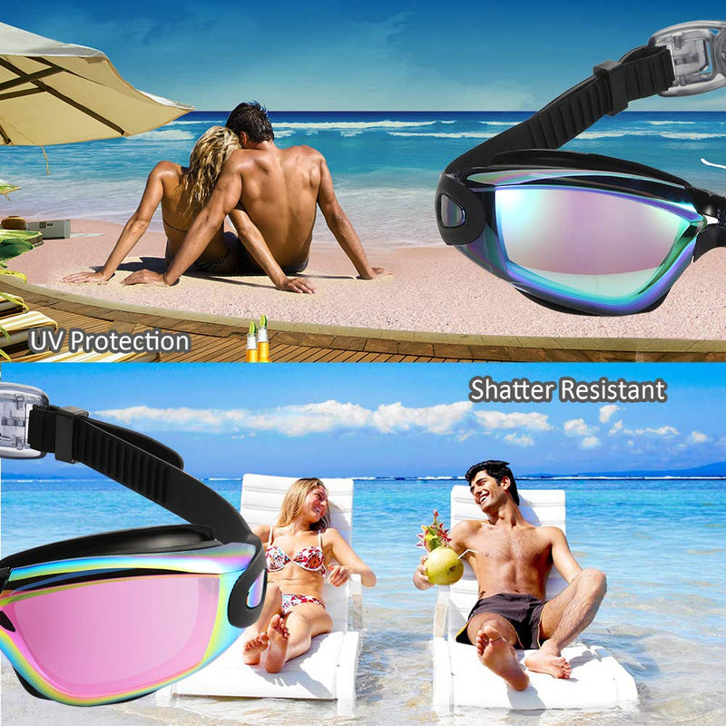 [Australia - AusPower] - Aegend Swim Goggles, 2 Pack Swimming Goggles No Leaking Adult Men Women Youth Aqua & Bright Rose 