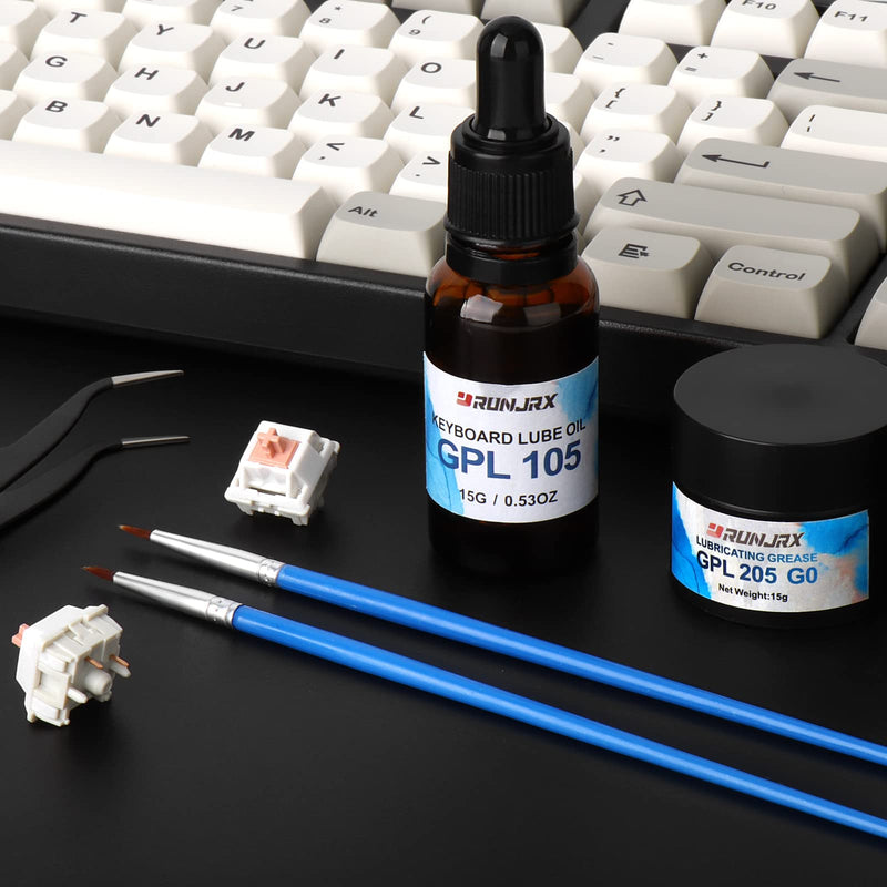 [Australia - AusPower] - RUNJRX Keyboard Switch Lube Grease Oil GPL 205 0.53oz and GPL 105 0.53oz for Mechanical Keyboard Springs Stabilizers and Switches GPL-15G GPL105+205 