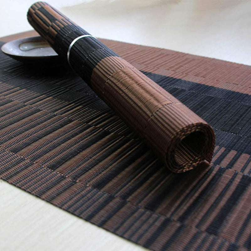 [Australia - AusPower] - Yopay Set of 8 Placemats, Non-Slip Vinyl Woven Table Mats, Washable Place Mats for Kitchen Dining Table, 18"X12", Gradient Brown 