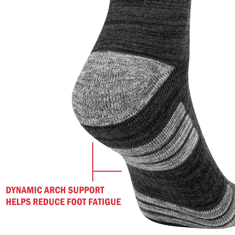 [Australia - AusPower] - YUEDGE Men's Cotton Cushion Crew Socks for Men Moisture Wicking Performance Athletic Sports Work Socks 5 Pairs/Pack 1807*dark Grey 11-13 