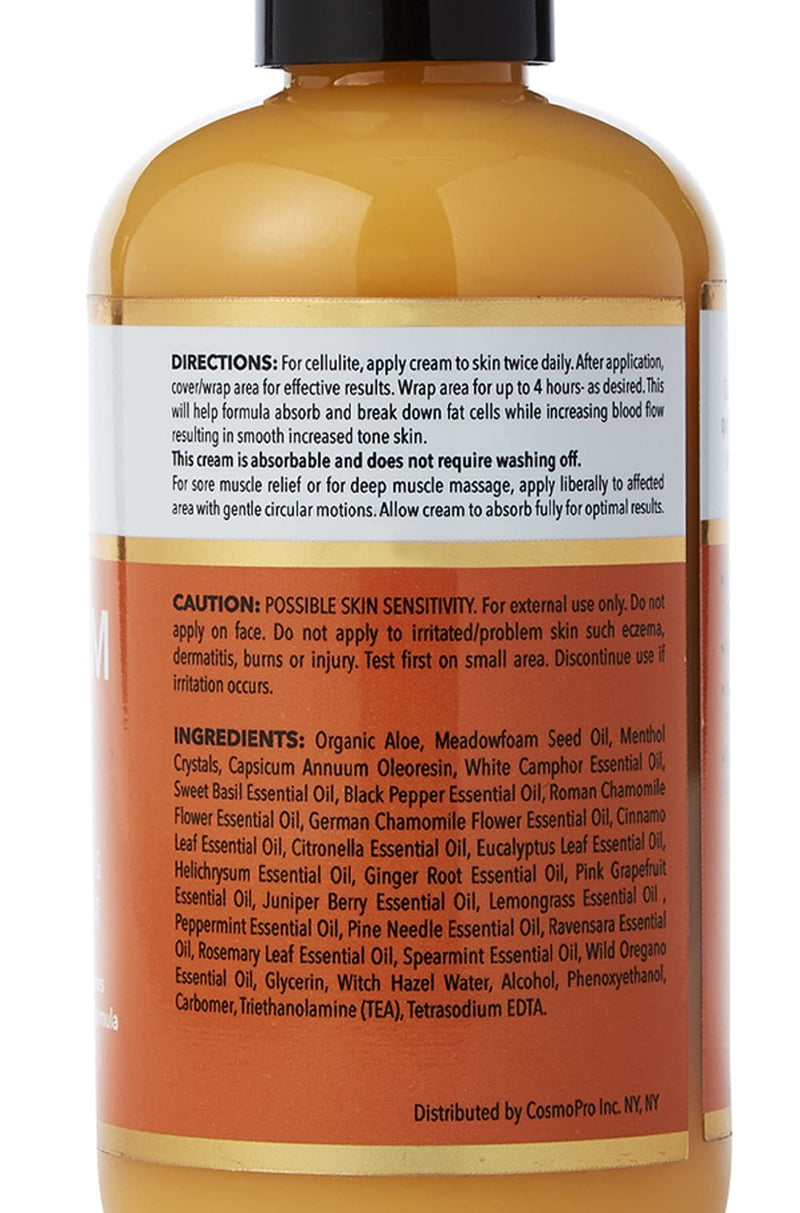 [Australia - AusPower] - Cosmetasa Hot Cream Massage Gel with Massager Mitt- Natural and 87% Organic Cellulite Cream - Multi Use, Skin Toning Cream, assists in Pain Relief for Joints and Muscle Sores - 8.8 Oz 8.8 Ounce (Pack of 1) 