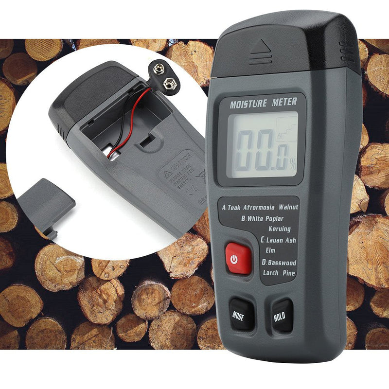 [Australia - AusPower] - Wood Moisture Meter Two Pins Digital Dampness Meter Humidity Tester Timber Damp Water Leak Detector for Wood Firewood Walls Paper Floor (No Batteries Included) 