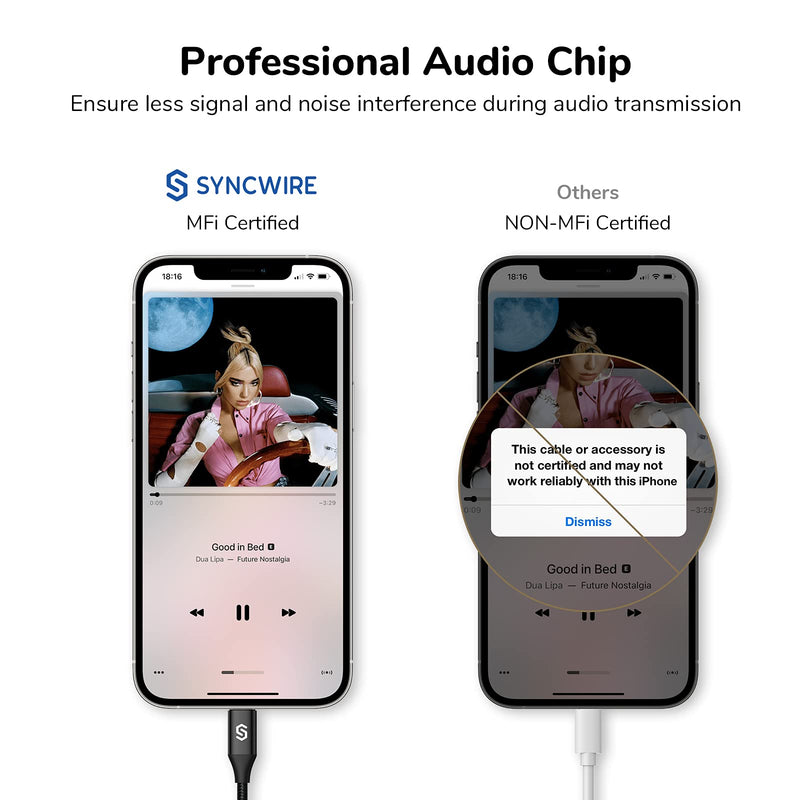 [Australia - AusPower] - Lightning to 3.5mm Audio Cable 3.3FT, [Apple Mfi Certified] Syncwire iPhone AUX Cord for Car Stereo, Compatible with iPhone 13 Pro Max/13/13 Pro/, iPhone 12/12 Pro/12 Pro Max/11 Pro Max/XR/XS/8 Plus Black 