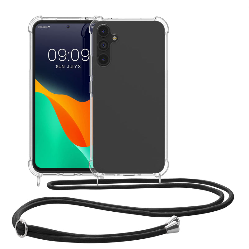 [Australia - AusPower] - kwmobile Crossbody Case Compatible with Samsung Galaxy A34 5G Case - Clear TPU Phone Cover w/Lanyard Cord Strap - Transparent 