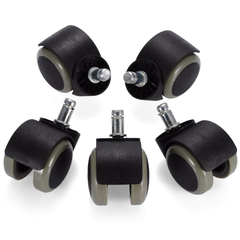 [Australia - AusPower] - 5 Packs PChero Office Chair Casters Wheels with Universal Standard Size 11mm Stem Diameter and 22mm Stem Length (0.43inch X 0.86inch), Support up to 550LBs Weight 5 Packs, Black 