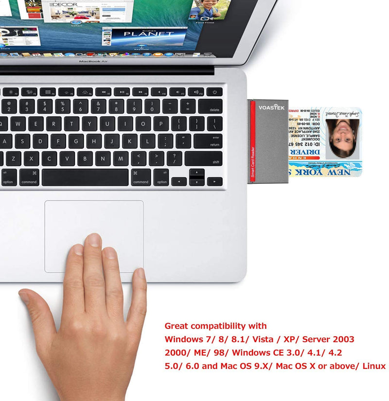 [Australia - AusPower] - USB C Smart Card Reader, DOD Military CAC Card Reader Compatible with Mac, MacBook Pro, Chromebook and Other Type C Laptops | Built-in 3 Slots SD/Micro SD Memory Card Reader VT-UTC502 