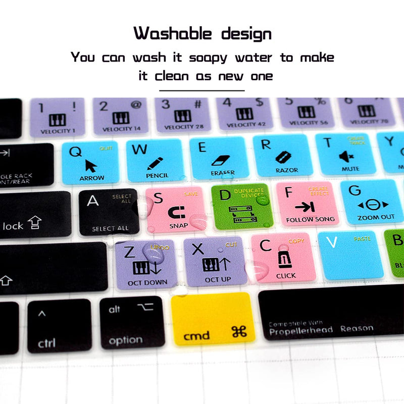 [Australia - AusPower] - HRH Propellerhead Reason Shortcuts Hotkey Silicone Keyboard Cover Skin for MacBook New Pro with Touch Bar 13 Inch and 15 Inch(A2159/A1989/A1706,A1990/A1707) 2019 2018 2016 2017 Release US Version 