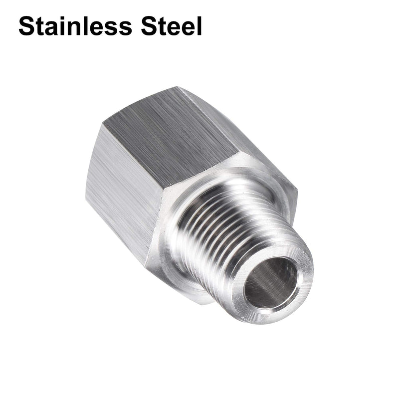 [Australia - AusPower] - uxcell Pipe Fitting Reducer Adapter 1/8" NPT Male x 1/8" NPT Female for Water Oil Air Pressure Gauge Engine Temp Sensor, Stainless Steel, Pack of 1 1/8" NPT x 1/8" NPT 