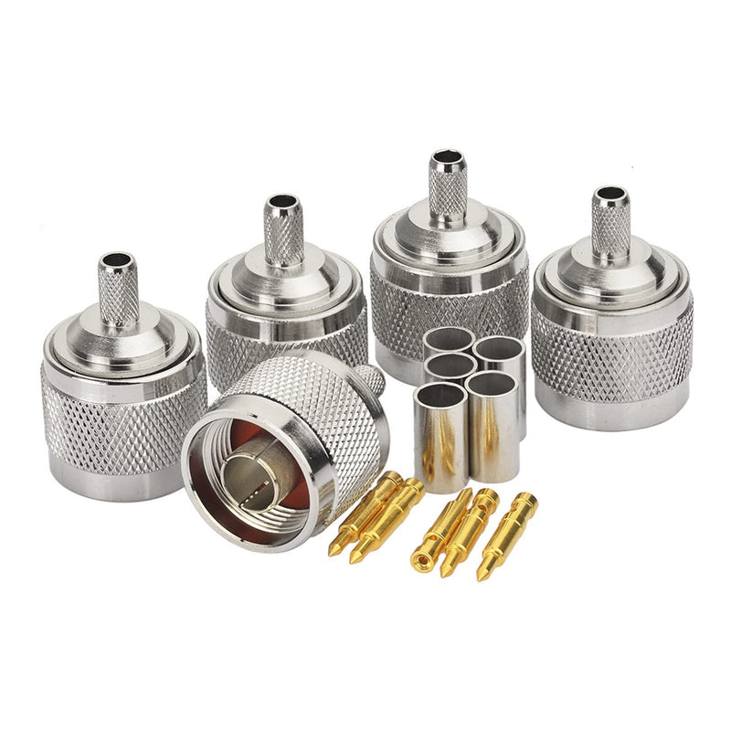 [Australia - AusPower] - Eightwood N Male Plug Crimp RF Connector 50 ohm for RG58 RG142 LMR195 Cable (5-Pack) rg58 N male 