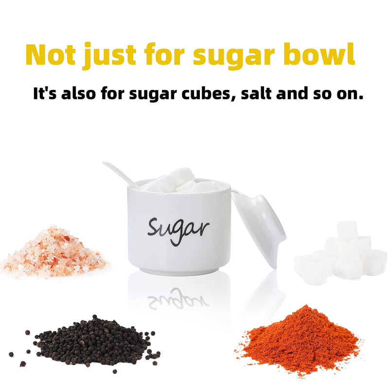 [Australia - AusPower] - ONTUBE Ceramic Sugar Bowl with Lid and Spoon,Porcelain Sugar Pot,8oz (White) White 