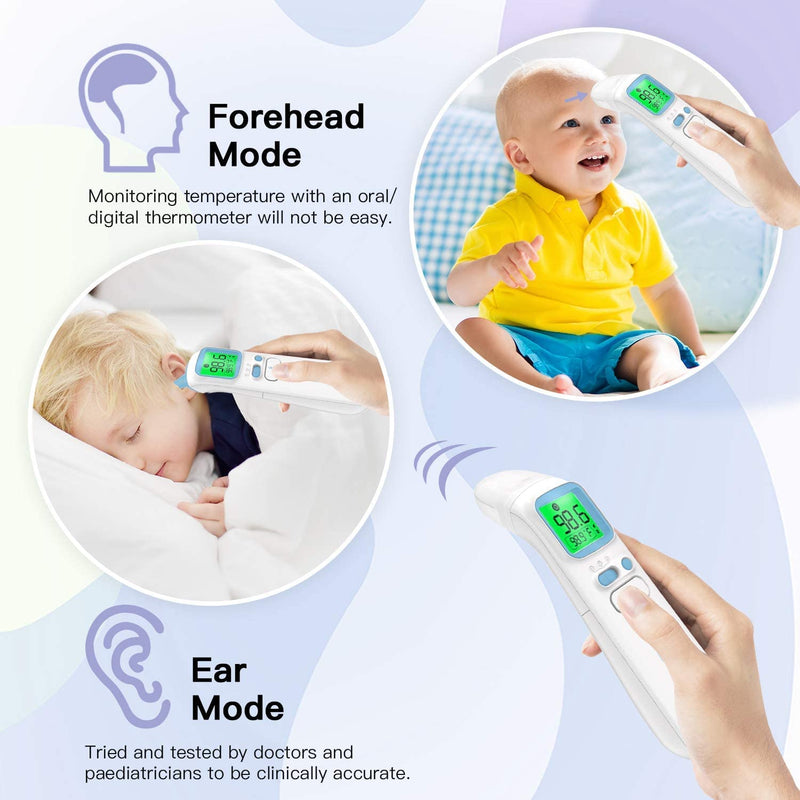 [Australia - AusPower] - Touchless Thermometer – Forehead Thermometer for Adults,No Touch for Fever, Baby Kids Child with Batteries, Fever Alarm, 35 Groups Data Storage 
