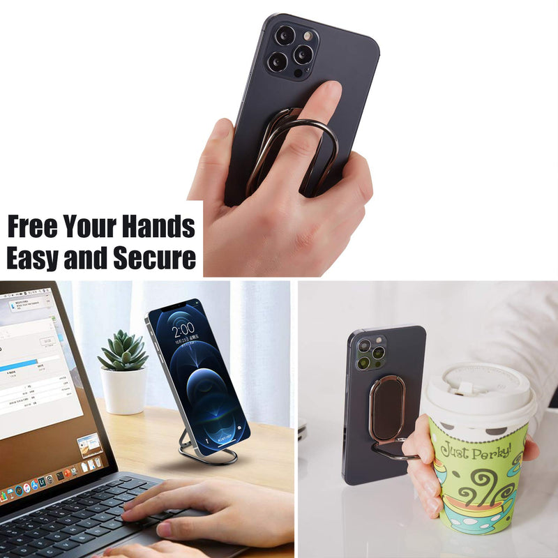 [Australia - AusPower] - JFCHENER Phone Ring Holder Finger Kickstand Foldable Cellphone Stand 360° Degree Rotation Metal Ring Grip Holder for Magnetic Car Mount Compatible with iPhone Samsung All Smartphone and iPad Tablets Gunblack 