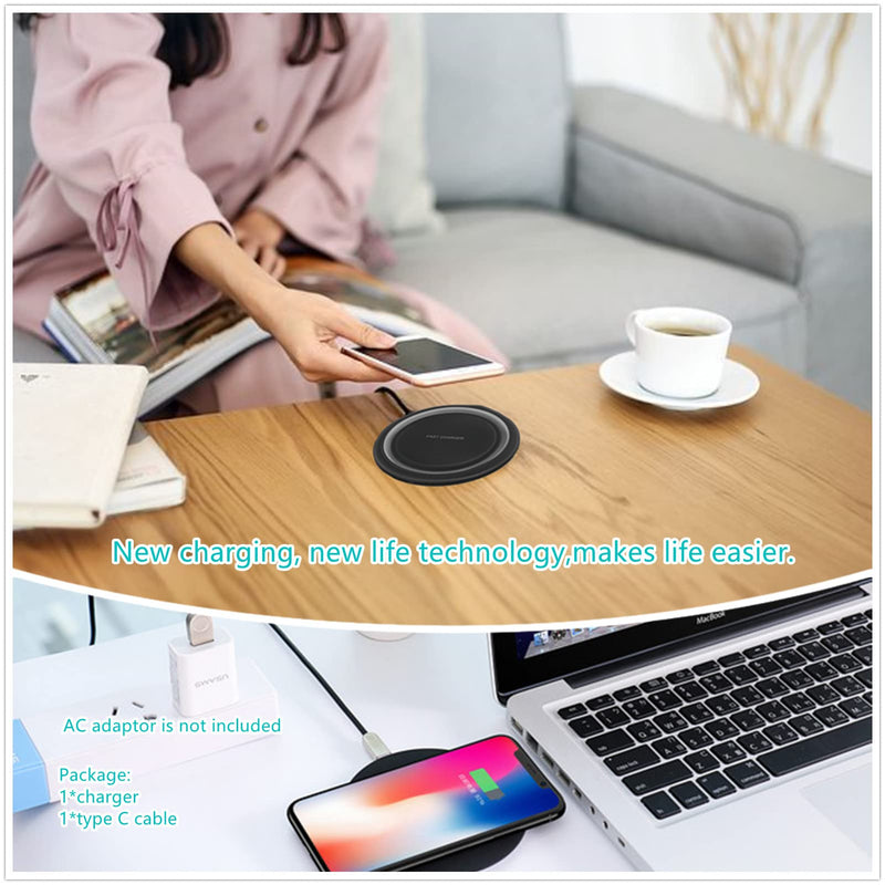 [Australia - AusPower] - UZiLaCo Fast Wireless Charger, 15W Qi-Certified Wireless Charging Pad, Compatible with iPhone 13/13 Pro/12/12 Pro/11/XS Max/XR/XS/X/8/8+, Galaxy S10/S9/S9+/S8/S8+/Note 9 and More (Black) 