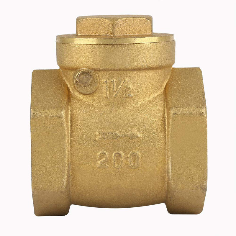 [Australia - AusPower] - Check Valve, DN32 BSP 1-1/4" Female Thread Brass Non-return Swing Check Valve 232PSI Prevent Water Backflow 3.3 x 2.8inch 