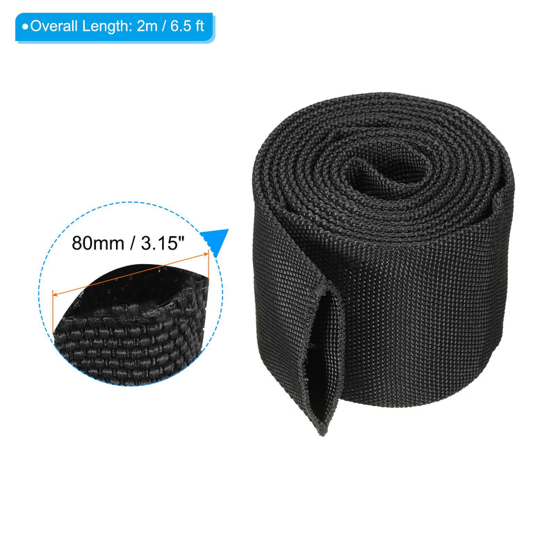 [Australia - AusPower] - PATIKIL 3.15" Flat Dia 6.5FT Nylon Protective Hose Sleeve, Cable Cover Sheath Protection for Welding Tig Torch Hydraulic Hose, Black 3.15 in x 6.5FT 