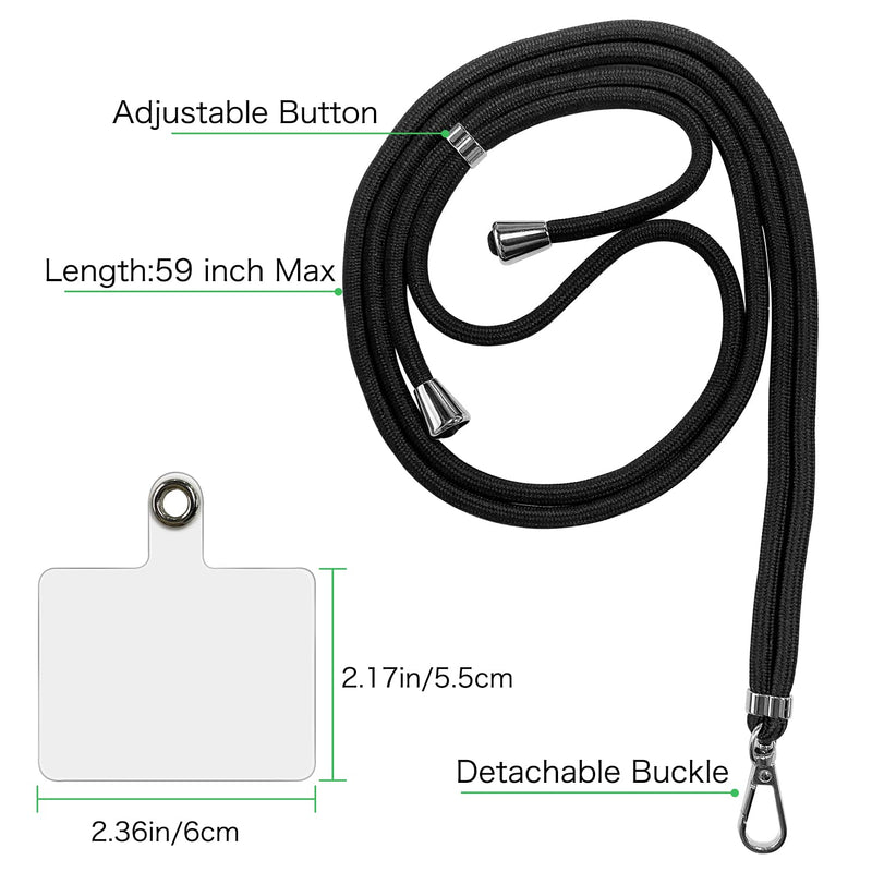 [Australia - AusPower] - Festful Phone Lanyard，Universal Cell Phone Strap with Adjustable Nylon Neck Strap, Phone Tether is Compatible with Most Smartphones with Protective Cases (Black and White 