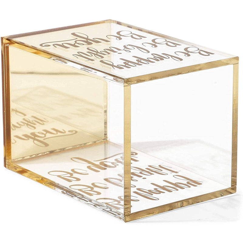 [Australia - AusPower] - Gold and Clear Acrylic Pen Holder with Inspirational Quotes (2.95 x 4.45 In) 
