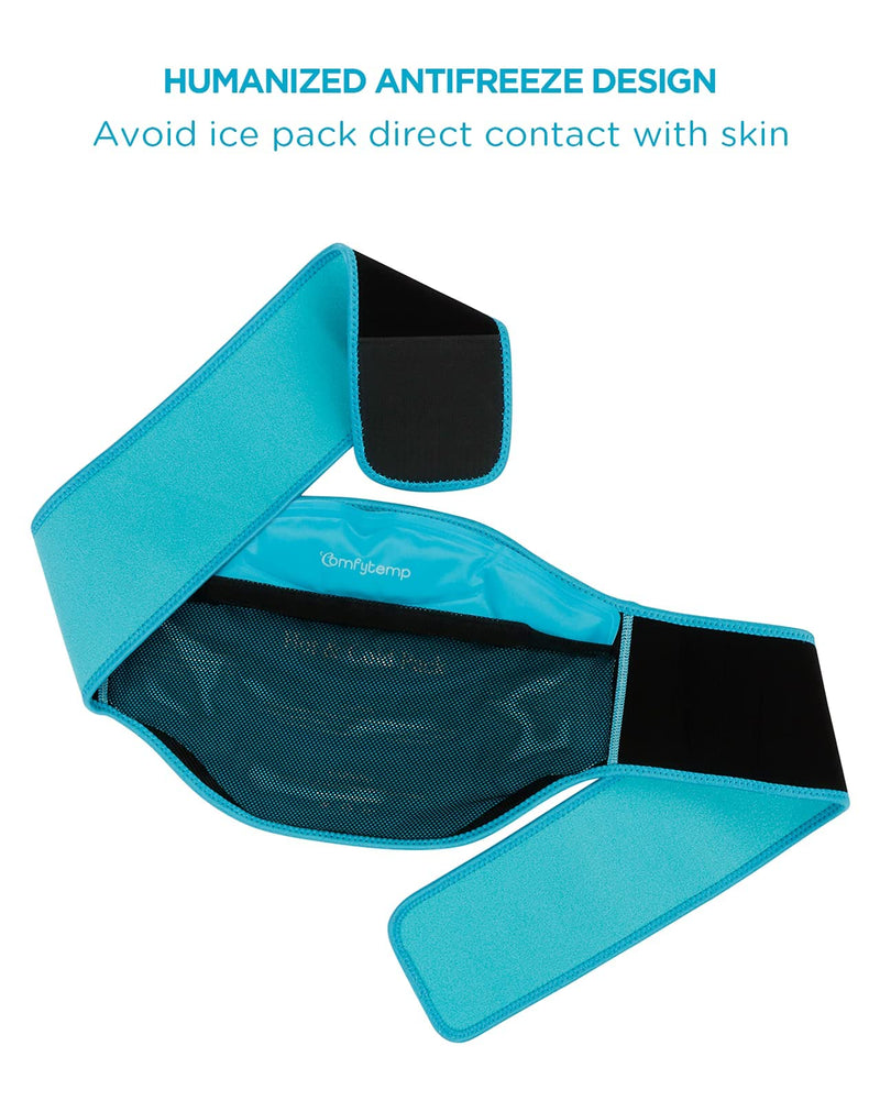 [Australia - AusPower] - Ice Pack for Back Pain Relief, Comfytemp Reusable Gel Back Ice Pack with Strap, Flexible Cold Pack Compress for Waist and Lower Back, Hot and Cold Therapy Back Wrap for Lower Lumbar, Sciatic Nerve 
