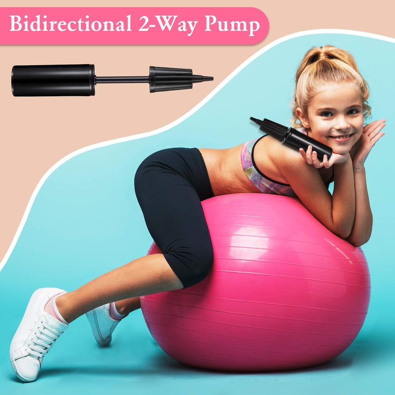 [Australia - AusPower] - Exercise Ball Hand Pump Fitness Yoga Ball Air Pump Ball Inflator Pump with 2 Pieces Exercise Ball Plug Removers and 10 Pieces Exercise Ball Air Plugs Pin Air Stoppers Adapter Kit for Balls (Black) 