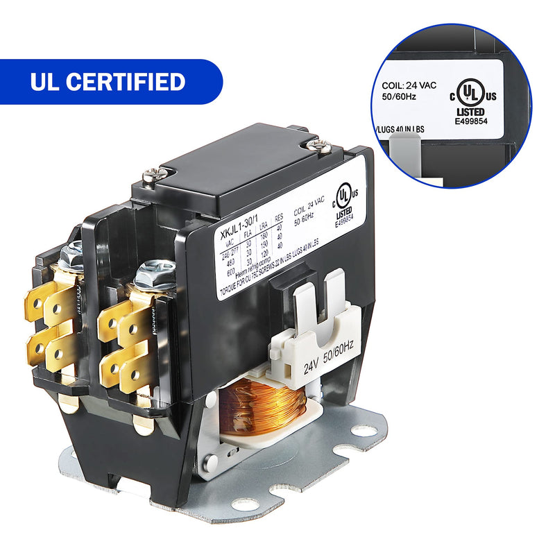 [Australia - AusPower] - Carrier HVAC Motor Contactor, 24VAC 30 Amp Coil Single Pole / 1 Pole Furnace Replacement Relays, Air Conditioner, Heat Pump, Refrigeration Systems 1P 30A 24V 