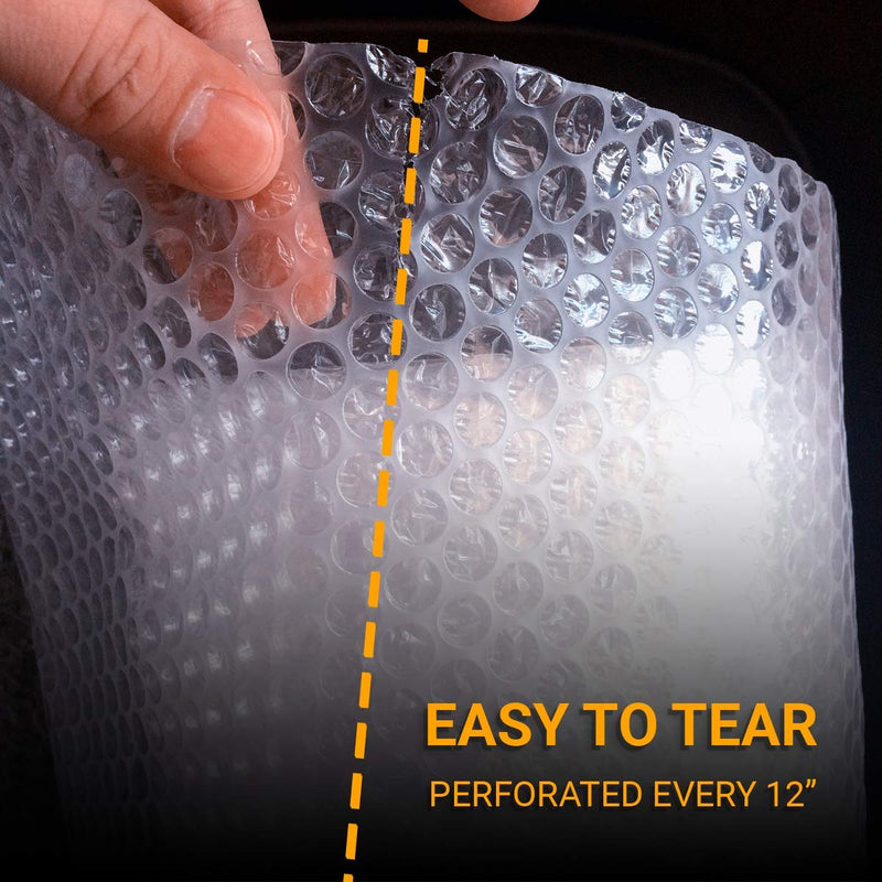 [Australia - AusPower] - Bubble Cushioning Wrap Roll 2 Pack 3/16" Air Bubble 12 Inch x 74 Feet Total, Perforated Every 12 Inch with 20pcs Fragile Stickers Packing Supplies for Heavy-Duty Moving Shipping Clear 
