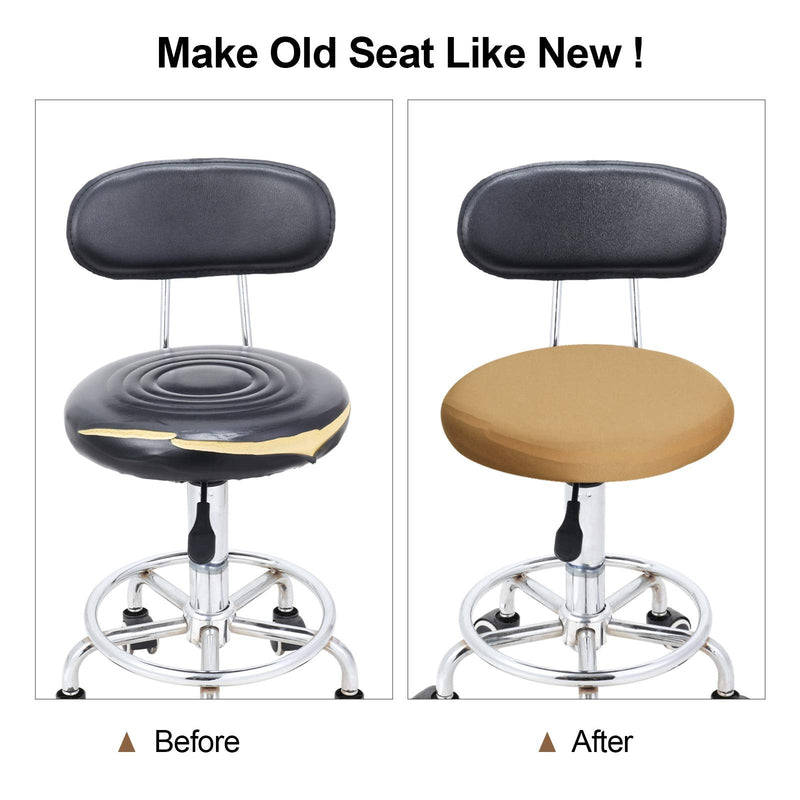 [Australia - AusPower] - Round Bar Stool Seat Covers Washable Stool Cushion Slipcover Elastic Bar Chair Covers for 14-17 Inch Chair (Camel Color,4 Pieces) Camel Color 4 