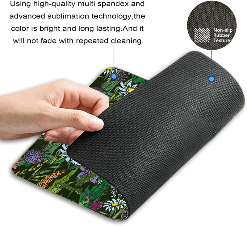 [Australia - AusPower] - Wild Flowers Mouse Pad Green Mousepad Botanical Office Decor for Women Desk Accessories Floral Summer Mousepad Gift for Coworker Boss 9.5"x7.9"x0.12" Inch Wild Flowers 