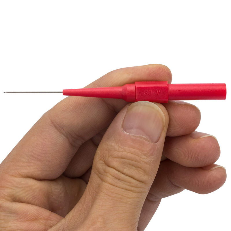 [Australia - AusPower] - OIIKI 4Pcs 0.7mm Test Probe Pins, Non-Destructive Insulation Wire Piercing Needle, Stainless Steel Back Probe Pins, Super Tip Multimeter Probes for Banana Socket Plug, Car Tester (Black&Red) Style 1 