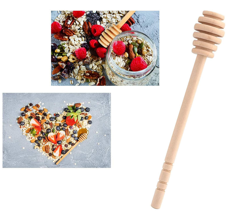 [Australia - AusPower] - ICEYLI 4 Pcs (6.3 Inches) Wooden Honey Mixing Stirrer Honey Dipper Sticks Honey Comb Stick Honey Spoon Collecting Dispensing Drizzling Jam 6.3inch 