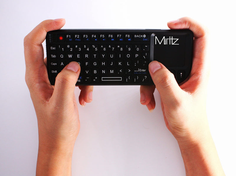 [Australia - AusPower] - Miritz 2.4G Wireless Mini Keyboard and Mouse Touchpad Remote Control with Laser Pointer ,for Windows/Android/Google/Smart TV/HTPC/IPTV/Mac OS/Linux Black 