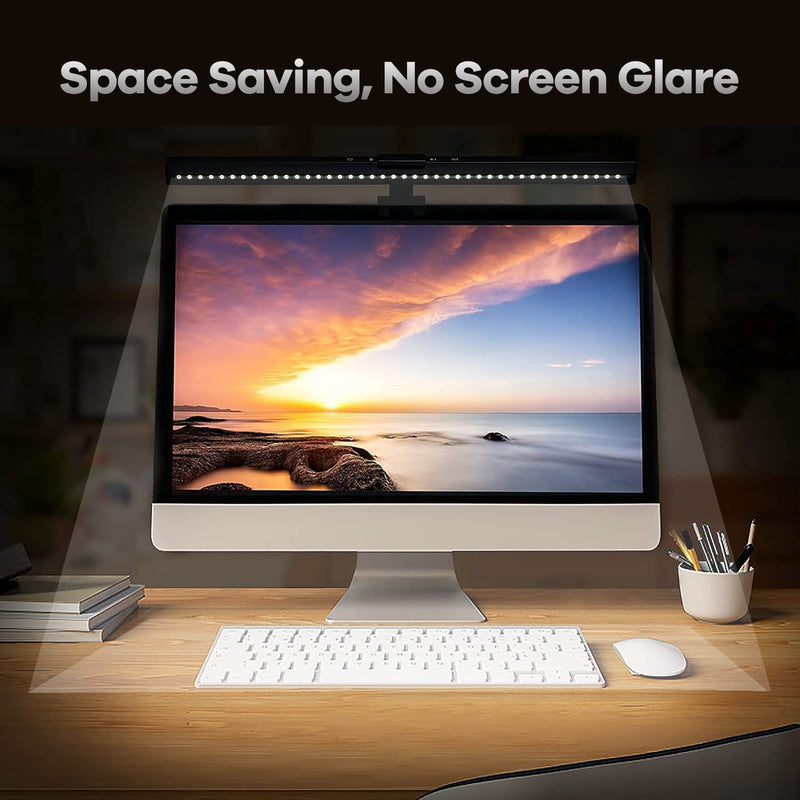 [Australia - AusPower] - HIOUME Monitor Light Bar, USB Powered LED Computer Light for Desk/Office/Home, 3 Adjustable Color Temperature, 10 Dimming Brightness Levels, No Screen Glare, Black 