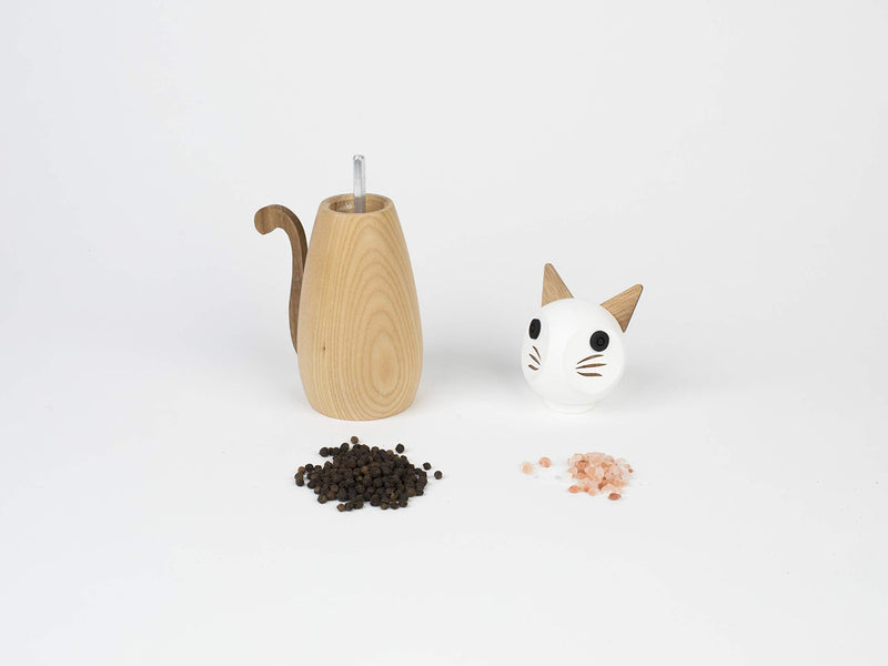 [Australia - AusPower] - Peterson Housewares Cat Salt or Pepper Mill - Wooden Spice Grinder Medium 