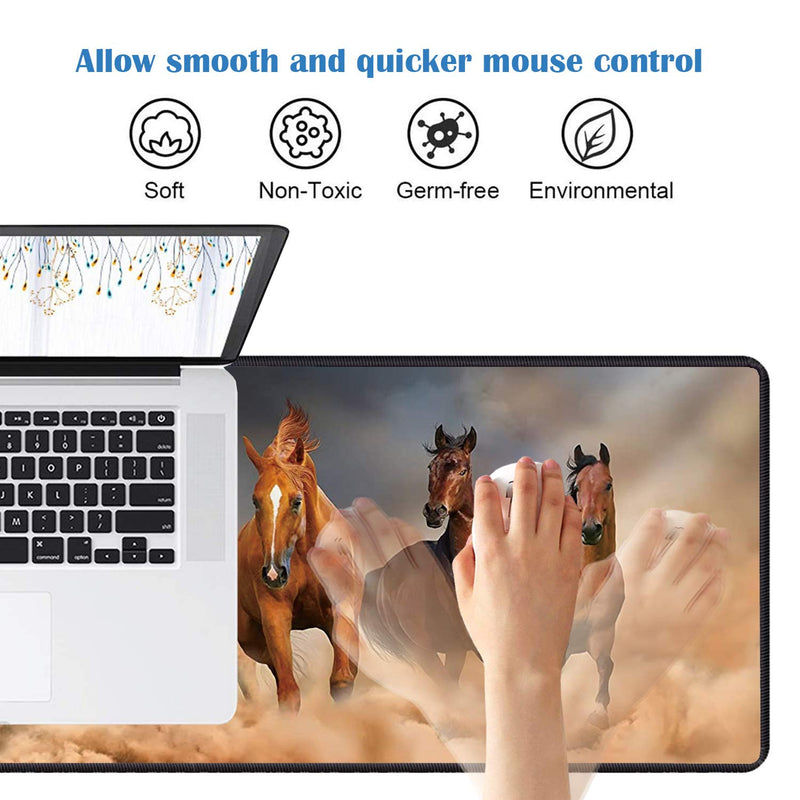 [Australia - AusPower] - Desk Pad Mat Gaming Mouse Pads with Coasters, Office Desk Mat 31.5" ×11.8" Large Gaming Mouse Pad Durable Extended Computer Mouse Pad with Non-Slip Rubber Base for Office & Home (Galloping Horse) Galloping Horse 