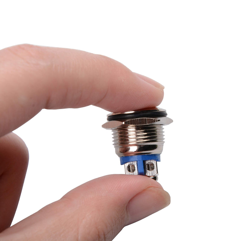 [Australia - AusPower] - Quentacy 9-Pack 16mm Momentary Push Button Switch 1NO SPST Stainless Steel Waterproof Switch 