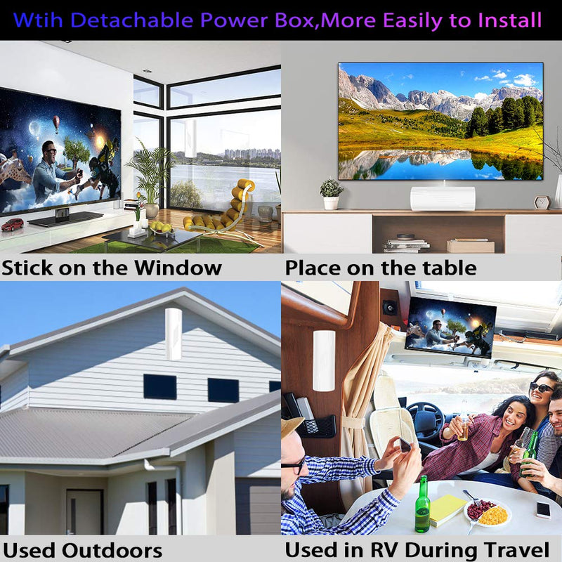 [Australia - AusPower] - Antenna Up to 420 Miles Range, Indoor Outdoor Digital HDTV Antenna Support 4K 1080p, Amplified TV Antenna for Smart TV and All TVs with Upgrade Signal Booster,Portable TV Antenna with 36ft Coax Cable white 