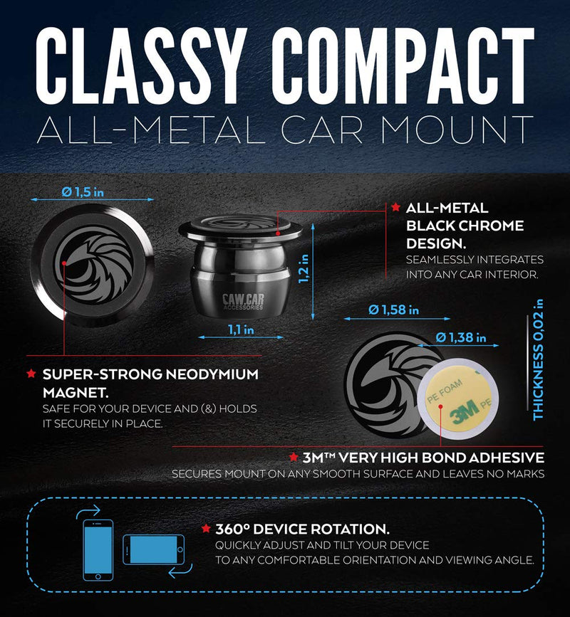 [Australia - AusPower] - Universal Car Phone Mount Magnetic - All-Metal Car Mount for Smartphone & GPS - Cell Phone Holder for Car Dashboard. +100 to Safeness & Comfort 