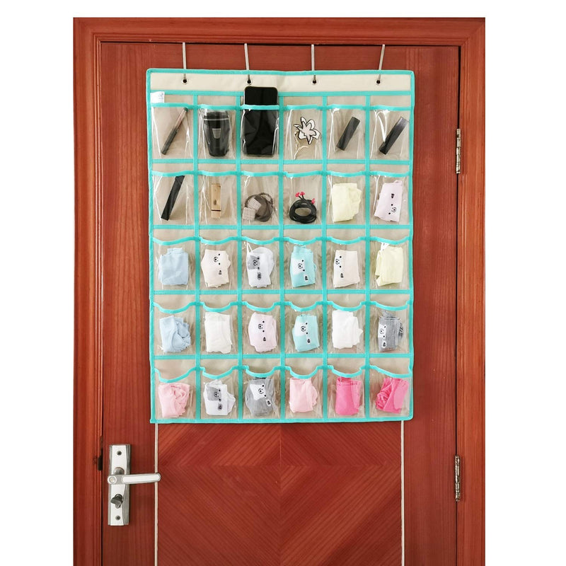 [Australia - AusPower] - ANIZER Classroom Pocket Chart for Phone Calculator Holder Over The Door Hanging Closet Jewelry Organizer with 30 Clear Pockets (Beige) Beige 