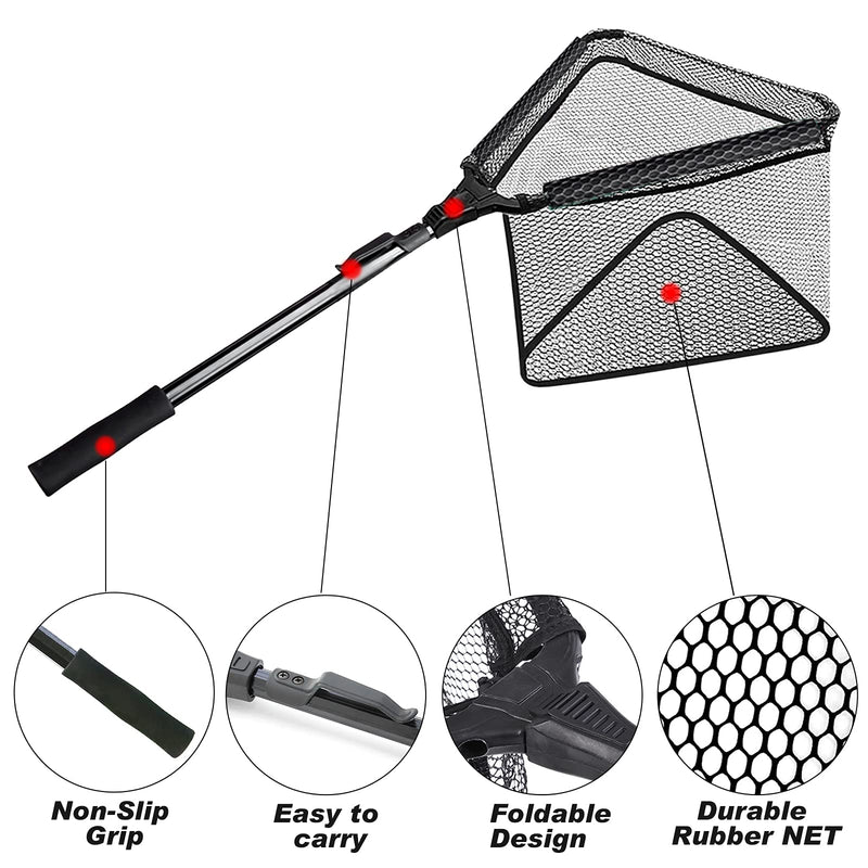 [Australia - AusPower] - BETTER LEADER , Large Floating Landing Net for Freshwater & Saltwater Fishing Deep Rubberized Mesh Pocket and Telescopic Pole Collapsible and Foldable for Easy Storage 