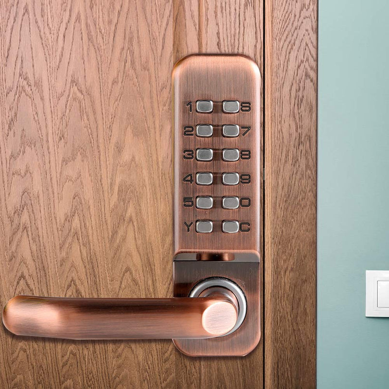 [Australia - AusPower] - Mechanical Digital Password Door Lock, Zinc Alloy Keyless Waterproof and Rust-Proof Door Lock, PVD Plating, Fadeless, Can be Installed Left or Right 
