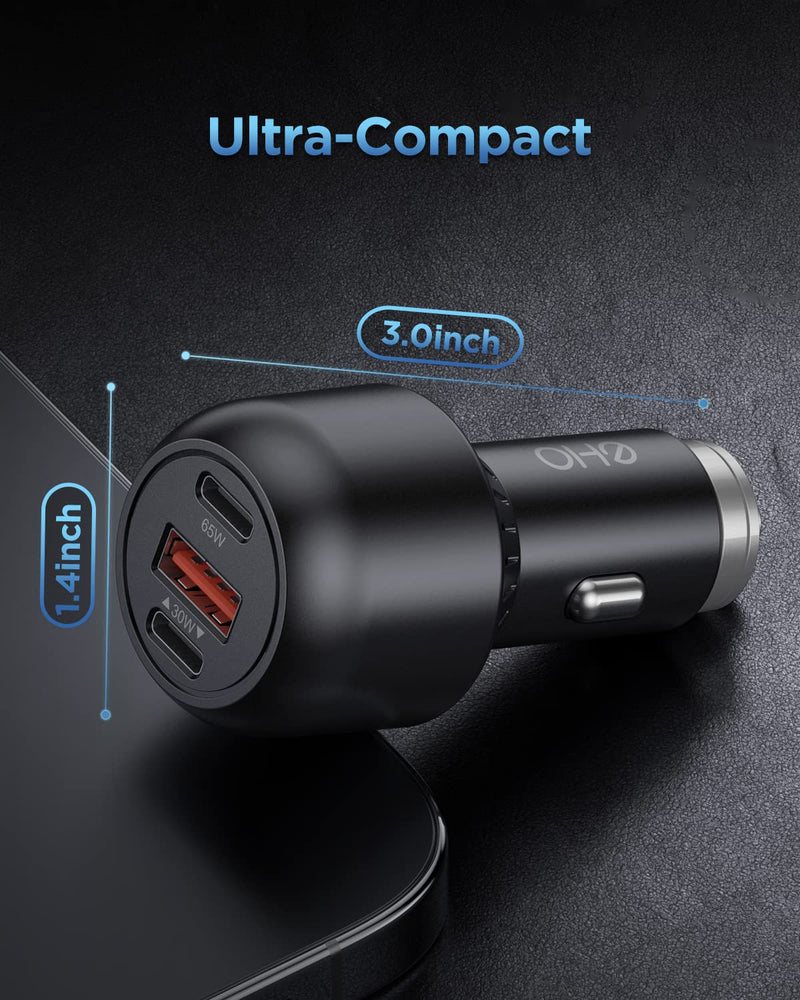 [Australia - AusPower] - USB C Car Charger for Samsung Galaxy S22/S22 Ultra/S22+, EHO 95W PD3.0 PPS 45W 25W Super Fast Charging Dual USB C Car Charger QC3.0 30W Cigarette Lighter Adapter for Laptops, Tablets, iPhone, MacBook Black 