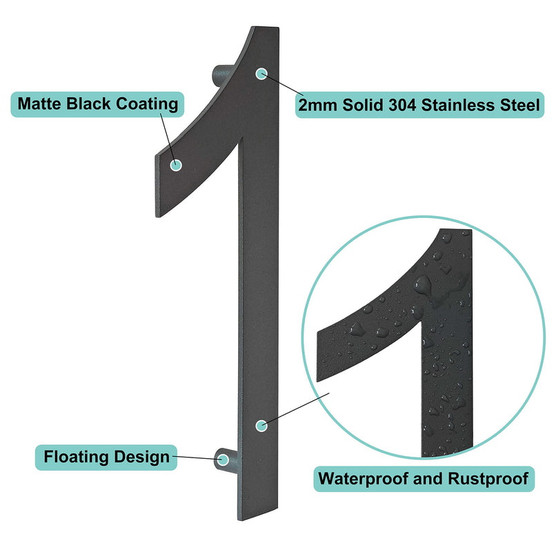 [Australia - AusPower] - Ywonobs 10 inch Large Stainless Steel House Nunmbers, Black Modern House Address Door Nunmber for Outside, Easy to Install, Matte Black(8) 8 