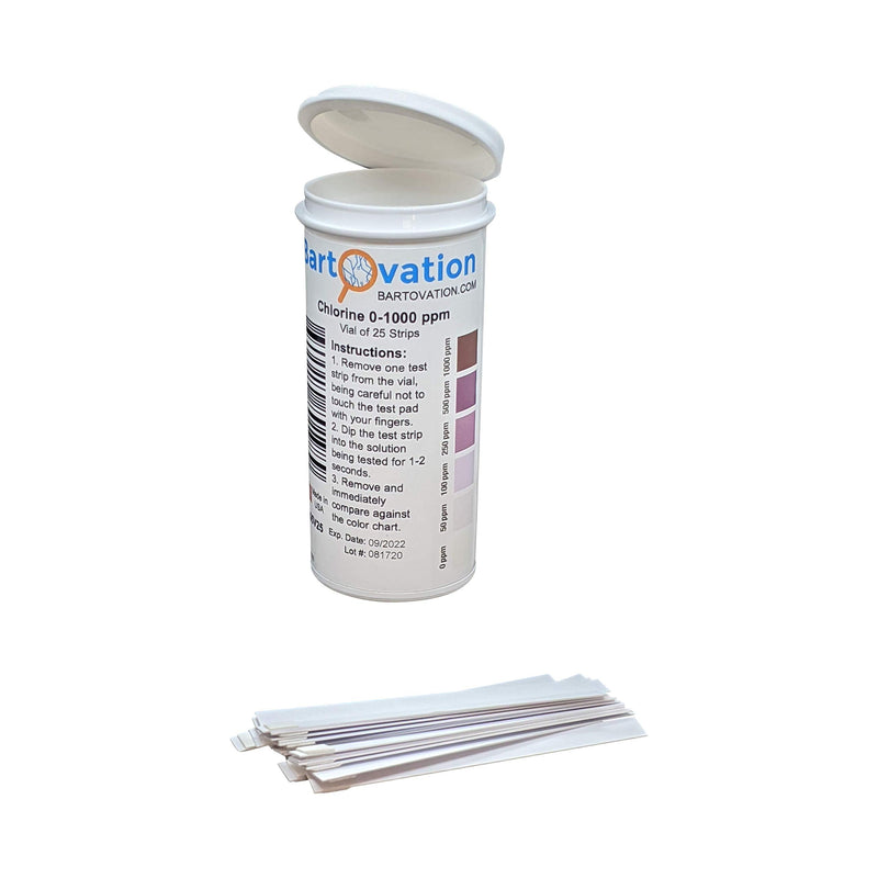 [Australia - AusPower] - Free Chlorine/Bleach Test Strips, 0-1000 ppm [Vial of 25 Strips] 